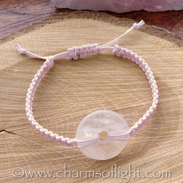 Rose Quartz Donut Macrame Bracelet